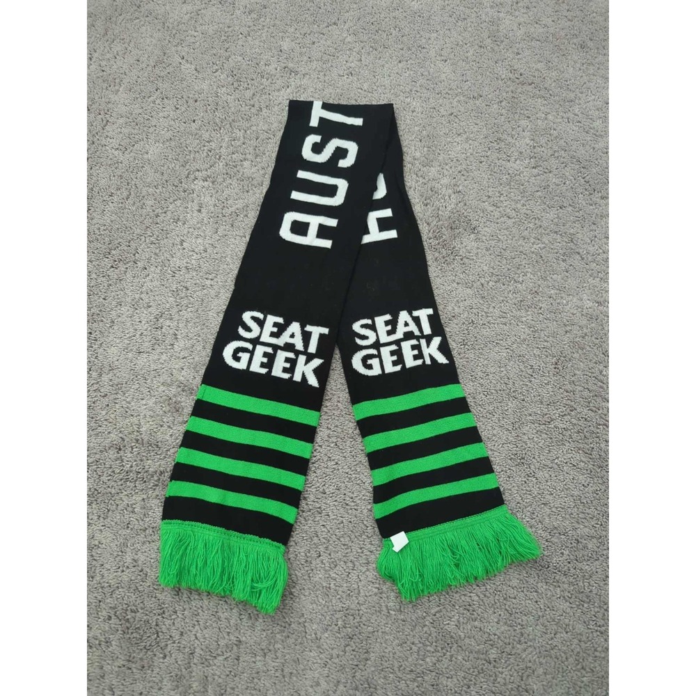 Austin FC Scarf Mens Large 60" MLS Seat Geek Black Green Striped